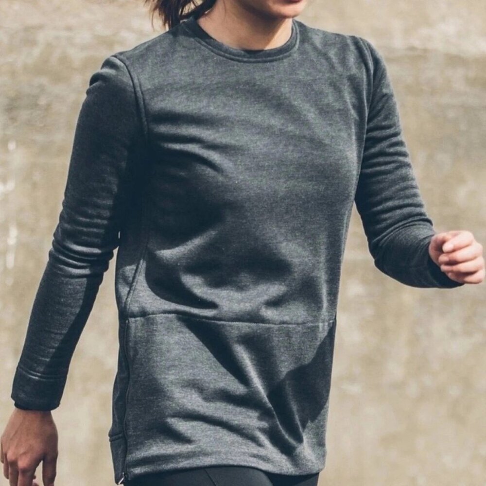 Taylor Stitch Sweatshirt M Medium Gray Blue Side Zip Chandler Pullover